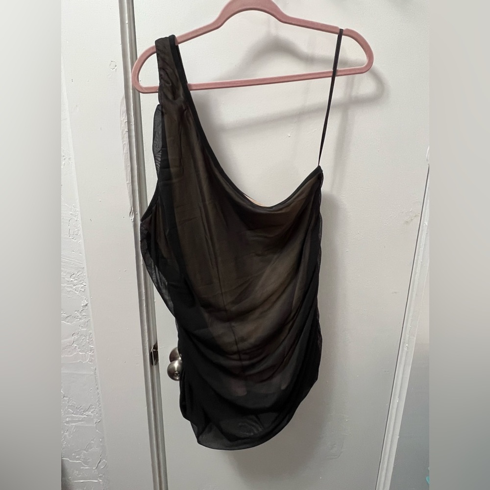 Torrid black sheer one shoulder blouse
